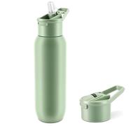 Zosenyer Gourde Isotherme 600 ml, Bouteille en Acier Inox avec Paille, Mug Thermique à Double Paroi, Bouteille d'eau de Sport Étanche, Sans BPA, pour Bureau, École, Sport, Voyage (Vert)