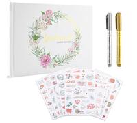 Zosenyer Livre d'or Mariage, Album Photo Livres d'or Vintage Vierge 23.6x18cm, Livre pour Anniversaire, Baptême, Cérémonie Couverture Rigide, 120 Pages Papier Kits de Moulage avec 8 Stickers 2 Stylo