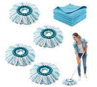 Zosenyer Lot de 4 Rechange Clean Twist Disc Mop Compatible pour Leifheit Serpillière, Microfibre Multifonction Séchage Rapide Tête de Vadrouille Remplaçable équipée de 5 Chiffons de Nettoyage