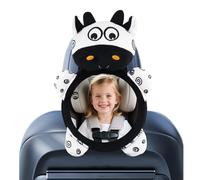 Zosenyer Miroir Voiture Bébé, Retroviseur Voitures Bebe avec Sangle à Boucle Réglable, Miroirs Auto Bébés Vache de Dessin Animé Jouet Sensoriel, Miroir pour Voiture pour Sécurité Sièges Arrière