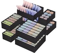 Zosenyer Organisateur Tiroir de Sous Vetement, Lot de 8 Rangement de Sous-Vêtements Pliables Séparateurs de Tiroirs Non-Tissé pour Soutiens-gorge Culottes Chaussettes et Cravates Noir