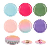 Zosenyer Party Vaisselle Colorées, 60 Pièces Assiette Anniversaire Papier Paille Assiettes de Fête 17,6 cm pour Enfants pour Anniversaire Mariage (7 Inch)