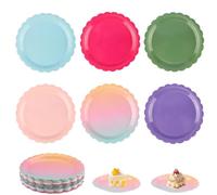 Zosenyer Party Vaisselle Colorées, 60 Pièces Assiette Anniversaire Papier Paille Assiettes de Fête 23 cm pour Enfants pour Anniversaire Mariage