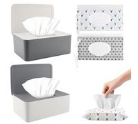 Zosenyer Sac de Boîte à Lingettes, 2 Distributeur de Lingettes Humides et 4 Pochette de Lingettes Humides, Boîtes de Papier Toilette Humide avec Couvercle, Réutilisable Boite Boîte de Rangement