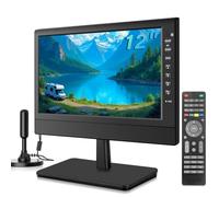 ZOSHING Petit écran TV 1080p de 30,5 cm avec réception Freeview et antenne, deux ports d'alimentation AC/DC-12 V, HDMI-USB-VGA pour camping-car, moniteurs, cuisines