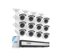 ZOSI 1080P 16CH Kit Pack 12 Caméras Surveillance Filaire Extérieure avec DVR 4TB Détection IA Personne/Véhicule, Angle de Vue 90°, Vision Nocturne 24m, Vidéo Surveillance 24/7 pour Domestique