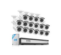 ZOSI 1080P 16CH Kit Pack 16 Caméras Surveillance Filaire Extérieure avec DVR 4TB Détection IA Personne/Véhicule, Angle de Vue 90°, Vision Nocturne 24m, Vidéo Surveillance 24/7 pour Domestique