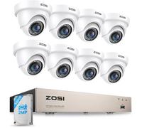 ZOSI 1080P 8CH Caméra de Surveillance Filaire 500GB 8 Caméras de Sécurité Dôme Intérieur/Extérieur Détection de Personnes/Véhicules