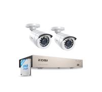 ZOSI 1080P 8CH DVR 500GB Système de Surveillance Filaire + 2 Caméras Intérieur/Extérieur, Détection Intelligente, Vision Nocturne IR 24m