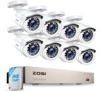 ZOSI 1080P 8CH DVR 500GB Système de Surveillance Filaire + 8 Caméras Intérieur/Extérieur, APP Gratuite et Détection Intelligente, Vision Nocturne IR 24m