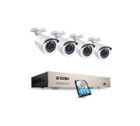 ZOSI 1080P 8CH H.265+ DVR Enregistreur avec 1TB Disque Dur et 4 Caméra Surveillance Extérieure 20M Vision Nocturne, Accès à Distance par Smartphone