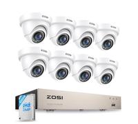 ZOSI 1080P 8CH Kit Caméra de Surveillance Filaire avec DVR 500GB et 8 Caméras de Sécurité Dôme Intérieur/Extérieur pour Maison/Garage, Détection de Personnes/Véhicules, Vision Nocturne IR 24m