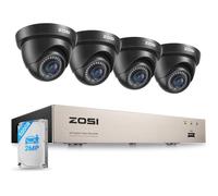 ZOSI 1080P 8CH Kit Caméras de Surveillance Filaire avec DVR 500GB et 4 Caméra de Sécurité Intérieur/Extérieur pour Maison/Garage, Détection de Personnes et de Véhicules, Vision Nocturne IR 24m