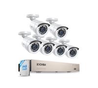 ZOSI 1080P 8CH Kit de Sécurité avec DVR 500GB et 6 Caméras Bullet Filaires, Détection IA Personnes/Véhicules, Vision Nuit 24m pour Maison & Garage