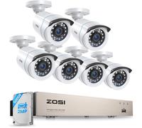 ZOSI 1080P 8CH Kit de Sécurité avec DVR 500GB et 6 Caméras Bullet Filaires, Détection IA Personnes/Véhicules, Vision Nuit 24m