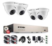 ZOSI 1080P H.264 DVR avec Disque dur 1TB, Caméra de Surveillance 2MP / 1080P, 20M Vision Nocturne, Alerte Intantanée et APP