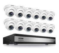 ZOSI 1080P H.265+ Kit Caméra de Surveillance, 16CH DVR avec 12 Caméras de Sécurité Dôme, Disque Dur Intégré de 2 to, Détection de Mouvement, Grand Angle 90°, Accès à Distance, Vision Nocturne 24 m