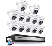 ZOSI 1080P H.265+ Kit Caméra de Surveillance 16CH DVR et 12 Caméras 4HDD 24/7