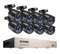 ZOSI H.265+ 8CH 5MP Lite DVR avec 2MP Caméra Surveillance Extérieure Vision Nocturne 80pieds Détection de Mouvement