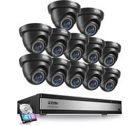 ZOSI Kit Vidéosurveillance 12 Caméras Dôme Noire Filaire 1080P DVR 16CH 4To | Dôme noir · Détection IA Personne/Véhicule · Vision nocturne 24 m · Vidéo Surveillance 24/7 · sans abonnement