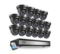 ZOSI 16CH 1080P H.265+ Kit DVR 4TB Pack 16 Caméras Surveillance, Détection IA des Personne/Véhicule pour Surveillance Domestique 24/7, Vision Nocturne 24m, Alerte Instantanée et Accès à Distance