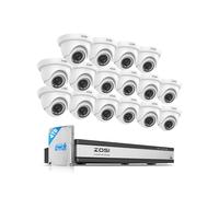 ZOSI 16CH 1080p Kit Surveillance DVR avec 4TB HDD Intégré, Pack 16 Caméra de Surveillance Extérieure/Intérieure avec BNC Fil, Détetion IA Personne/Véhicule, Alerte Instantanée, Enregistrement 24/7