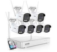 ZOSI 2,5K 8CH NVR Kit Vidéo Surveillance sans Fil avec 4MP Caméra WiFi, Détection de Personne/Véhicule, Audio Bidirectionnel