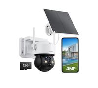 ZOSI 2.5K Caméra à Batterie Rechargeable 10050mAh Panneau Solaire, Caméra Extérieure WiFi sans Fil Pan/Tilt Vue à 360°, Audio Bidirectionnel Détection Personne Alarme par IA, Carte 32Go Intégrée