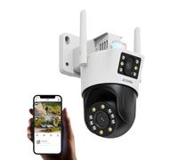 ZOSI 2.5K Camera Surveillance WiFi Exterieure sans Fil avec Double Objectif, 360° Vue Détection Humaine/Véhicule, Audio Bidirectionnel, Sirène Alarme, Vision Nocturne Couleur, C298 Pro