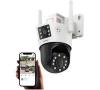 ZOSI 2.5K Camera Surveillance WiFi Exterieure sans Fil avec Double Objectif 360° Vue Détection Humaine/Véhicule Audio
