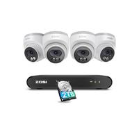 ZOSI 2.5K PoE Caméra Surveillance Extérieure, 8CH 5MP NVR avec HDD 2To, Kit de Surveillance de Caméra Dôme PoE 4X 4MP avec Audio, Détection de Personne, Vision Nocturne 100ft, C220