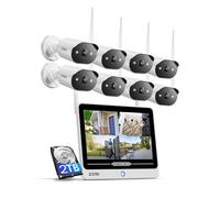 ZOSI 2K Kit Caméra de Surveillance Extérieure WiFi6 avec Moniteur de 12”, 8MP 8CH NVR 2TB HDD, Plug-in Caméra IP 3MP Audio Bidirectionnel, Reconnaissance de Personne AI, Vision Nocturne en Couleur