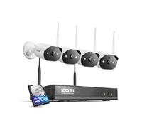 ZOSI 2K Kit Caméra de Surveillance WiFi6, Plug-in Caméra IP Extérieure 3MP avec NVR 8CH 500G HDD, Alarme Sirène et Projecteur Vision Nocturne Couleur Détection de Personne, Audio Bidirectionnel