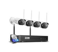 ZOSI 2K Kit Caméras de Surveillance WiFi6, Plug-in Caméra IP Extérieure 3MP avec NVR 8C1TB HDD, Alarme Sirène et Projecteur Vision Nocturne Couleur Détection de Personne, Audio Bidirectionnel