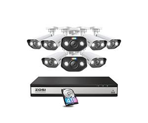 ZOSI 32CH 4K 4TB Kit NVR PoE avec Caméra Surveillance Extérieure PoE 8MP, Détection de Visage Personne Véhicule, Audio Bidirectionnelle, Sirène Lumière et Son, Enregistrement 24/7
