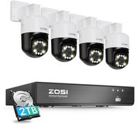 ZOSI 3K Kit Caméra de Surveillance PoE, 8CH 2To 8MP NVR avec 5MP Caméra Surveillance Extérieure PoE, Caméra PT 360