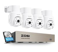 ZOSI 3K Kit Caméra Surveillance avec Fil, 8CH 5MP DVR avec Caméra Extérieure Pan et Tilt pour Vue à 360°,, Audio Unidirectionnel
