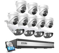 ZOSI 4K 16CH NVR PoE Kit Caméra de Surveillance avec Spotlight,12pcs 8MP Caméra PoE pour Extérieure, Audio Bidirectionnelle avec Sirène, Détection de Personne IA, 4To HDD pour 24/7 Enregistrement