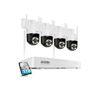 ZOSI 4K 8CH Kit Caméra de Surveillance WiFi 6, 8MP Caméra PT à 360° pour Extérieure, Détection de Personne et Véhicule, Audio Bidirectionnel Alarme Sonore et Lumineuse, Vision Nocturne Couleur