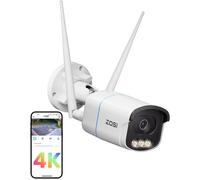 ZOSI 4K 8MP Plug-in Camera Surveillance Extérieure WiFi 2,4 Ghz/5G, F1.0 Grande Ouverture et AuroraLux Vision Nocturne Ultra Nette, Détection de Personne Véhicule, Audio Bidirectionnel, C186A