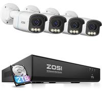 ZOSI 4K AuroraLux Kit Caméra de Surveillance PoE, Détection de Personne/Véhicule, Vision Nocturne Couleur 8MP Caméra IP 8CH NVR 2To