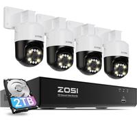 ZOSI 4K Caméra de Surveillance Extérieure, Détection de Personne Véhicule Animaux et Flamme, 8MP Camera IP PoE avec Pan Tilt pour Vue à 360° avec 8CH 8MP NVR Extensible à 16CH Enregistrement 24/7