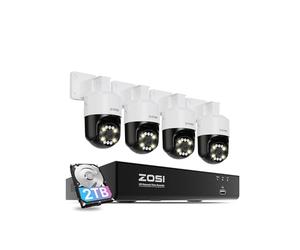 ZOSI 4K Caméra de Surveillance Extérieure, Détection de Personne Véhicule Animaux et Flamme, 8MP Camera IP PoE avec Pan Tilt pour Vue à 360° avec 8CH 8MP NVR Extensible à 16CH Enregistrement 24/7