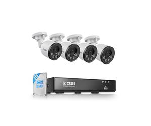 ZOSI 4K Kit Caméra de Surveillance PoE pour Extérieure, 8CH NVR 2TB HDD, Détection Humaine et Alerte Instantanée, Accès à Distance, Vision Nocturne et Enregistrement 24/7
