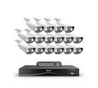 ZOSI 4K Kit de Sécurité PoE NVR (Extensible à 32CH), 16pcs Caméra de Surveillance avec 8 Ports PoE Switch Commutateur, Intelligente IA Personne/Véhicule, 4TB Vision Nuit Couleur, Audio Bidirectionnel