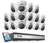 ZOSI C225 4K Outdoor Surveillance Caméra Set, 16X 8MP IP Outdoor PoE Camera Surveillance avec Audio 2 Voies et NVR 16CH 4 To avec Détection Intelligente de Personne, Alarme Projecteur, Vision Nocturne