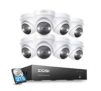 ZOSI 4K PoE Kit Caméra de Surveillance, 8CH NVR avec Disque Dur Intégré de 2 to, 8MP Caméra PoE, Vision Nocturne Couleur, Détection Humaine, Alarme Sonore et Lumineuse Protection, Enregistrement 24/7