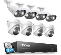 ZOSI 4K PoE Kit Caméra de Surveillance avec Spotlight 8pcs 8MP Caméra PoE Extérieure avec NVR 8CH 4K Audio Bidirectionnel et Sirène