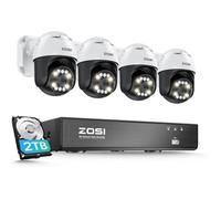 ZOSI 4K PoE Kit Camera Surveillance Extérieure 8MP avec Détection de Personne Véhicule, Caméra IP PT 355°/140°, NVR 8CH 2 to HDD, Auto Suivi, Spotlight et Sirène, Enregistrement 24/7