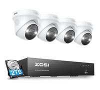 ZOSI 4K PoE Kit Vidéo Surveillance, 8MP Caméra PoE avec NVR 8CH 4K et Disque Dur 2 to, Audio Bidirectionnel et Sirène, Vision Nocturne Couleur, Détection de Personne/Véhicule, Enregistrement 24/7